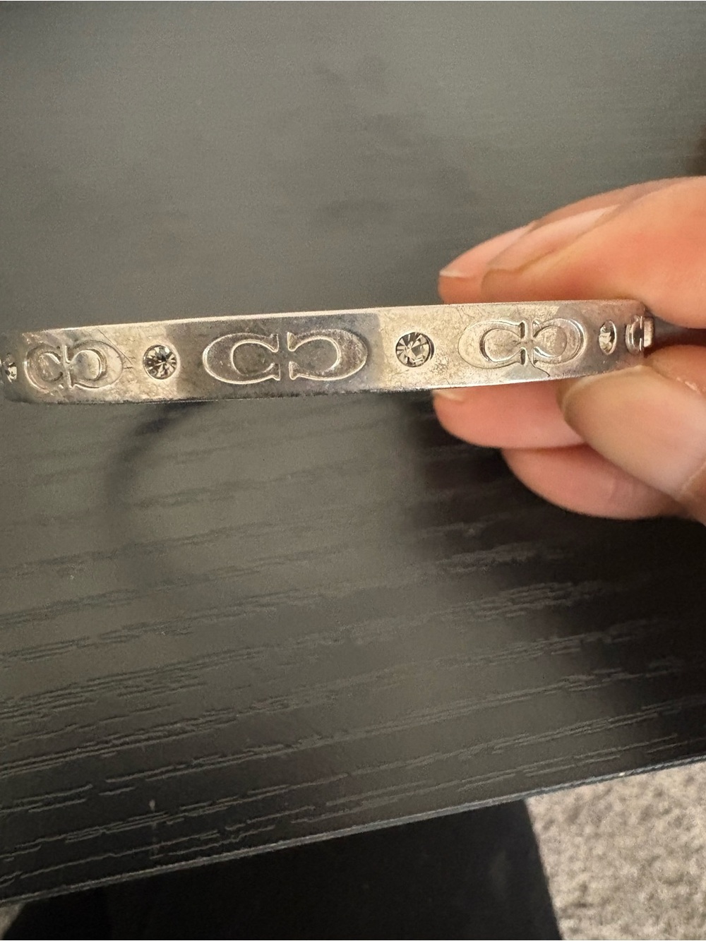 Coach Signature Beige and Brown Bangle Bracelet And Coach Silver Bracelet - Picture 3 of 4